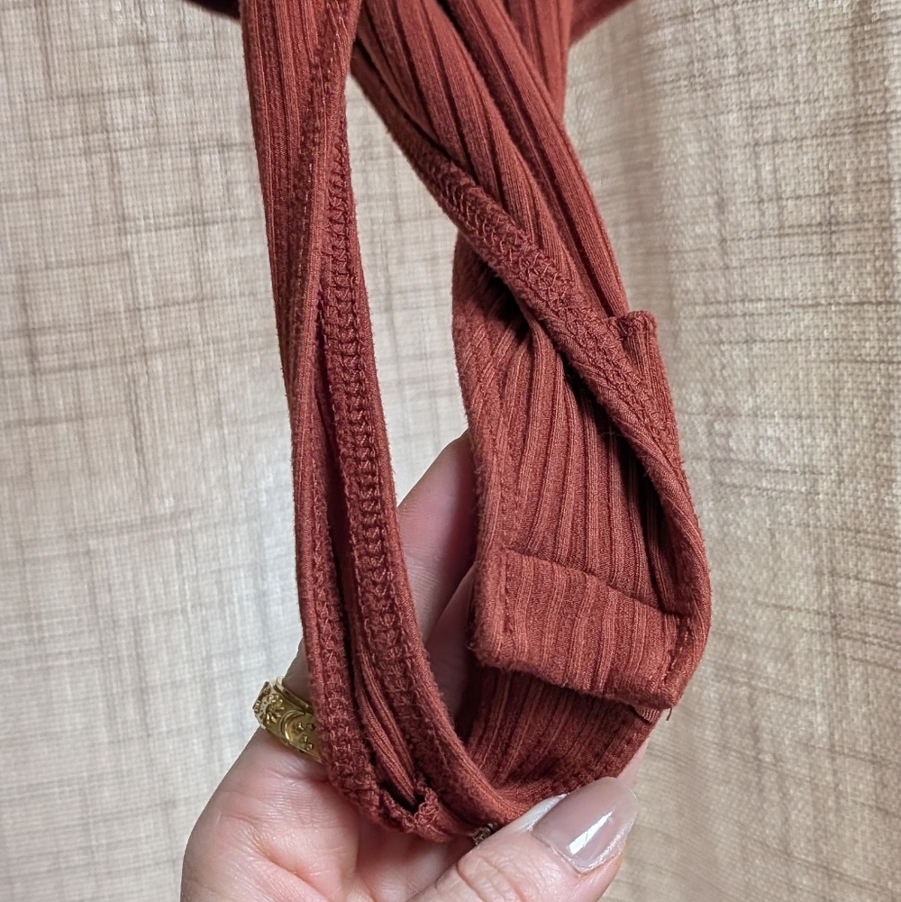 Free People Rust Ribbed Bodysuit - Picture 8 of 8